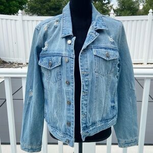 KanCan Estilo Women's Distressed Denim Jacket Size XL